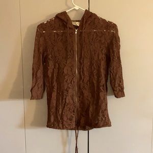 Buckle Lace Zipper Top